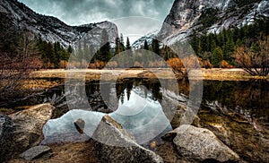 Reflections on the Lake, Mirror Lake in Yosemite National Park