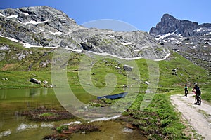 Reflections in the lake at Refuge de la Blanche close to Saint Veran, Queyras Regional Natural Park