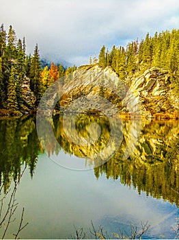 Reflections in the lake at Yellowhead Pass