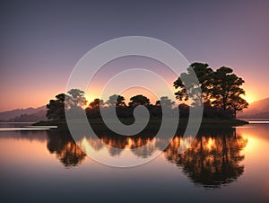 Reflections on lakes Incorporate a foreground element made with generative ai