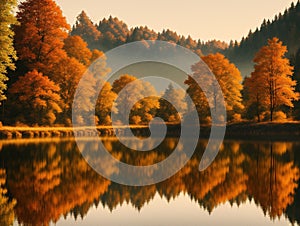 Reflections on lakes Incorporate a foreground element made with generative ai