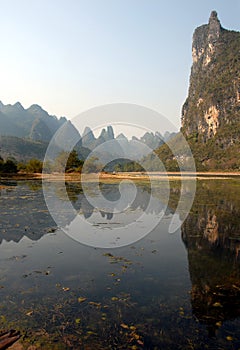 Reflections on the Li River between Guilin and Yangshuo in Guangxi Province, China