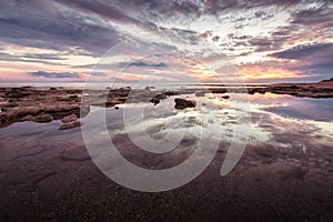 Reflections.Magnificent long exposure sea sunset landscape.