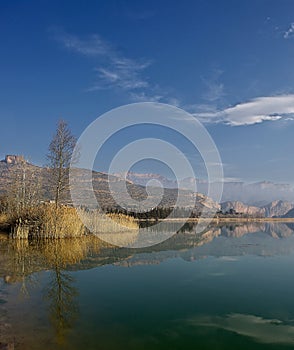 Reflections in the mountains and sky lake