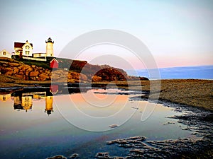 Reflections on Nubble Lighthouse