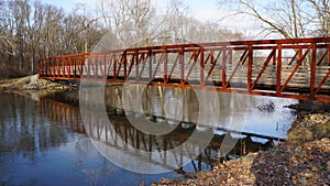 Reflections Pedestrian Bridge River Water Walk