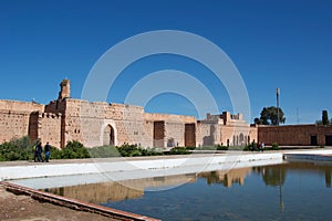 Reflections in a pond in a palace in Morocco