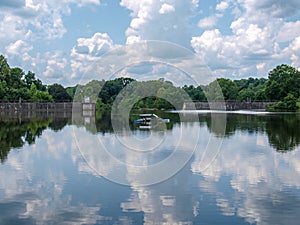 Reflections on Randleman Lake above the Dam