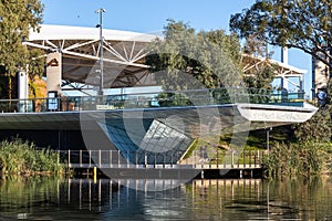 The reflections of the river torrens foot bridge in adelaide south australia on april 2nd 2021