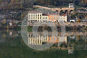 Reflections in Saone River waters
