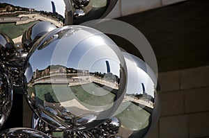 Reflections in sculpture Guggenheim museum in Bilbao