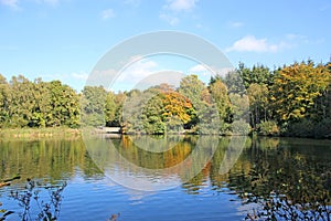 Stover lake, Devon in autumn