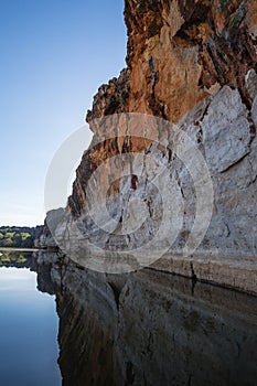 Reflections of the Stunning Devonian limestone cliffs of Geikie Gorge