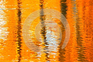 Reflections in the water, abstract autumn background