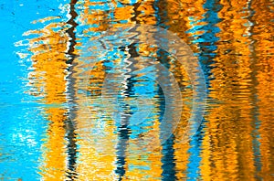 Reflections in the water, abstract autumn background