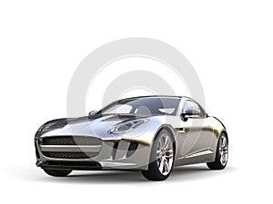 Reflective chrome modern sports concept car - front view