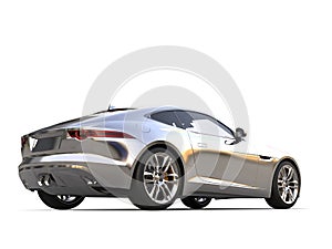 Reflective chrome modern sports concept car - low angle shot