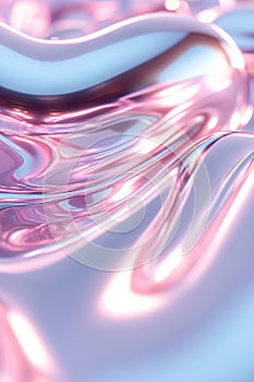 A reflective chrome surface features a subtle pink neon grid pattern, creating a futuristic vibe. The ample negative