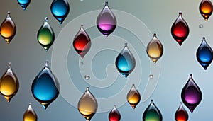 Reflective Colorful Droplets on Glass