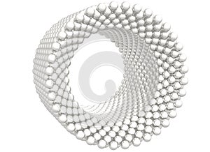 Reflective cylinder composed from spheres on white