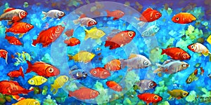 Reflective Depths: Enchanting Digital Fish Paintings photo