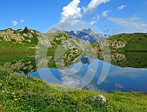 Reflective lake, Alpe d'Huez