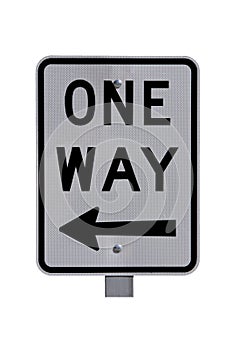 Reflective One Way Sign, isolated on white