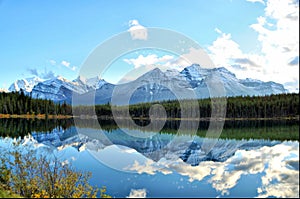 Reflective panorama of the Rockies