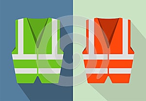 Reflective road safety vests isolated on background. Flat style vector illustration.