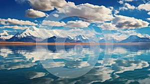 Reflective Serenity: Captivating Mirror-Lake and Snow-Capped Mountains