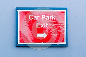 Reflective sign for 'Car Park Exit'