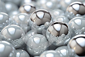 Reflective Silver balls background. Generate ai photo