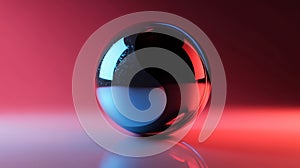 Reflective Sphere with Red and Blue Gradient Lighting