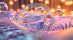 Reflective Spheres Resting On A Wavy Textured Surface