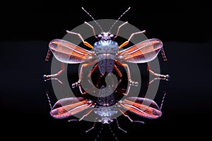 reflective surface of a metallic blue beetle