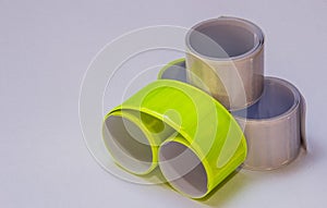 Reflective tapes on white background