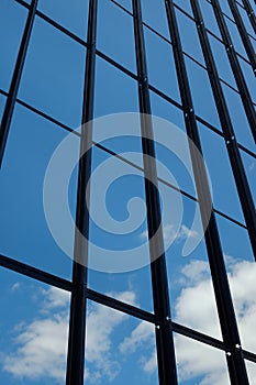 Reflective windows and blue sky