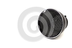 Reflector with honeycomb grid accessory for studio strobes and flashes on white background