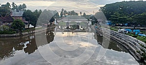 reflection on river surface& x29;