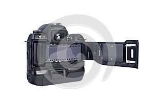 a reflex camera with film inserted
