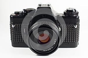 Reflex film camera isolated