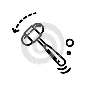 Reflex hammer tool, neurological doctor instrument, isolated line icon