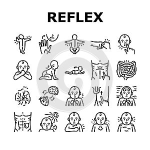 Reflex Of Human Neurology System Icons Set Vector photo