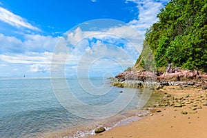 Reflex picture of beach, sea and blue Sky in Kung Krabaen Bay Ch