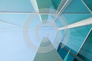 Reflexes on a moder building with glass windows