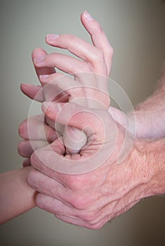 Reflexology the female patient hand and wrist