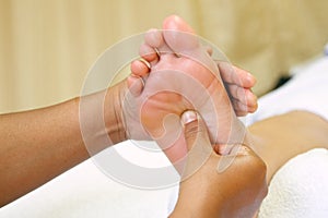 Reflexology foot massage, spa foot