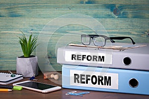 Reform concept. taxes education and medical background