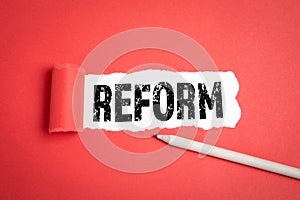 Reform. Education, health, business and politics concept