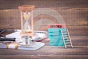 Reform, health care and finance concept